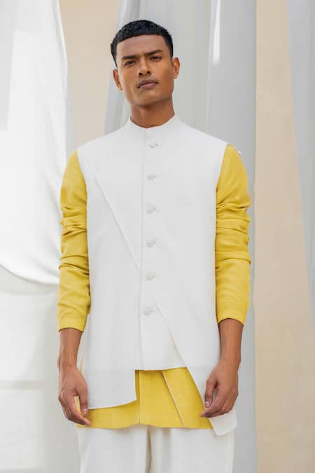 Buy Vastraa Fusion Mens Handloom Khadi Cotton Nehru Jacket -  (VS4901D_36_Yellow) at Amazon.in
