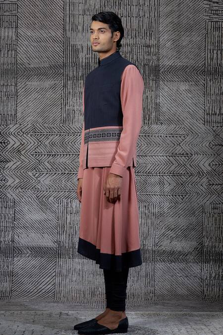 Buy_Shantnu Nikhil_Blue Bundi Pashmina And Kurta Set _Online_at_Aza_Fashions