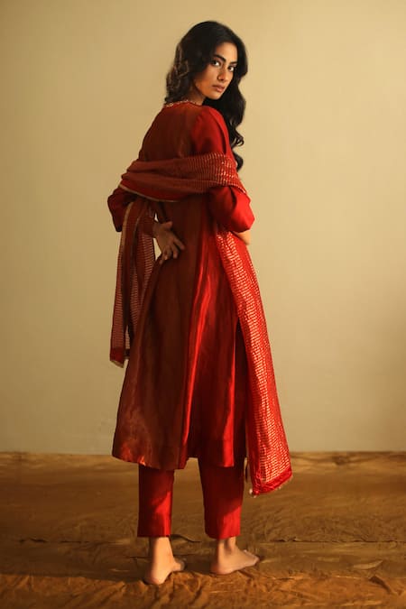 Shorshe Clothing Handloom Tissue Kurta & Pant Set 