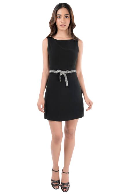 Buy Mxs Black Diamante Embroidered Dress Online at Aza Fashions Buy_Mxs_Black Diamante Embroidered Dress_Online_at_Aza_Fashions