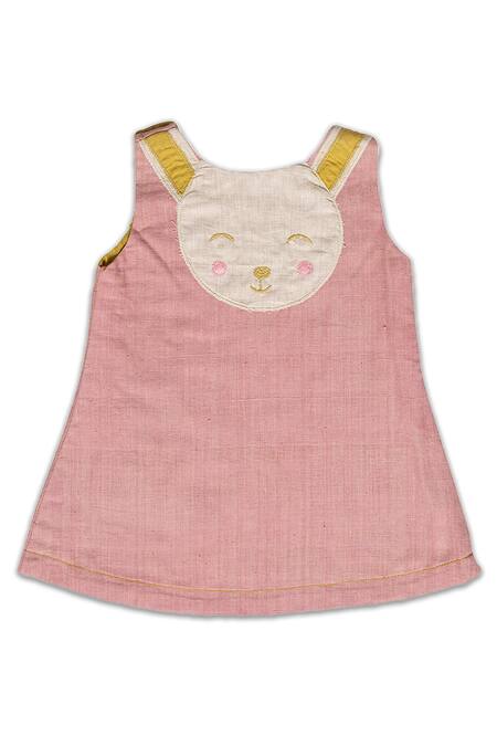 Shop_Mhysa_Pink Handloom Cotton Patchwork A-line Dress _Online_at_Aza_Fashions