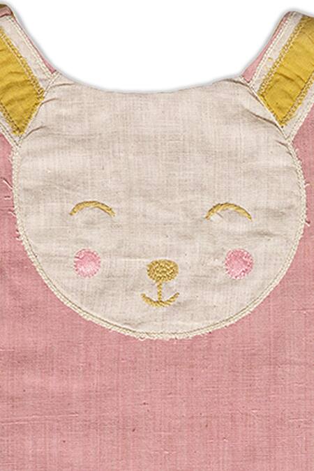 Mhysa_Pink Handloom Cotton Patchwork A-line Dress _at_Aza_Fashions