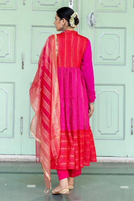 Myaara Sequin Work Tiered Anarkali Set 