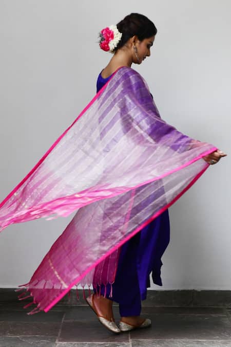 Myaara Purple Kurta Satin Georgette Dupatta Organza Pant Cotton Silk Panelled Set Online at Aza Fashions Myaara_Purple Kurta Satin Georgette Dupatta Organza Pant Cotton Silk Panelled Set _Online_at_Aza_Fashions