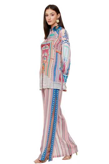 Shop Limerick By Abirr N' Nanki Multi Color Crepe Floral, Stripe Myla Print Pant at Aza Fashions Shop_Limerick By Abirr N' Nanki_Multi Color Crepe Floral, Stripe Myla Print Pant_at_Aza_Fashions