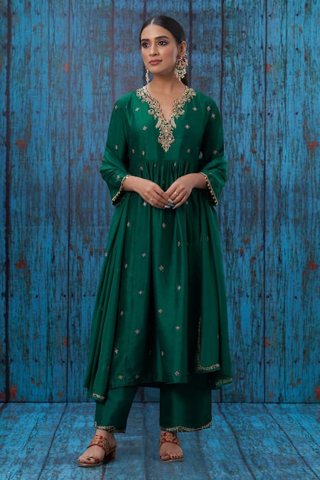 Label Niti Bothra Silk Embroidered Kurta & Palazzo Set 