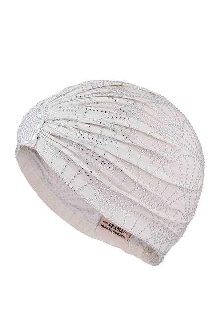 Shop_Hair Drama CO_Off White Rhinestones Work Turban _Online_at_Aza_Fashions