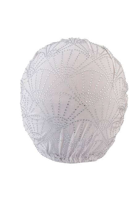 Hair Drama CO_Off White Rhinestones Work Turban _at_Aza_Fashions