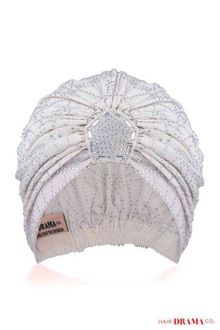 Shop_Hair Drama CO_Off White Rhinestones Work Turban 