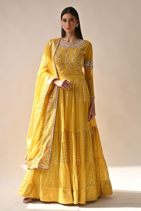 Neha Khullar Chanderi Silk Anarkali With Dupatta 