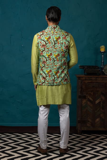 Nautanky Silk Printed Bundi & Kurta Set 
