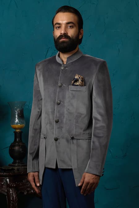 Nautanky Velvet Bandhgala Set 