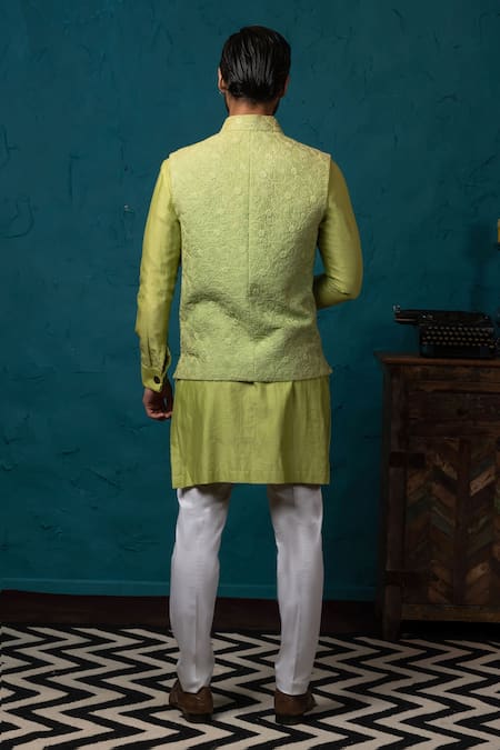Nautanky Silk Embroidered Bundi & Kurta Set 