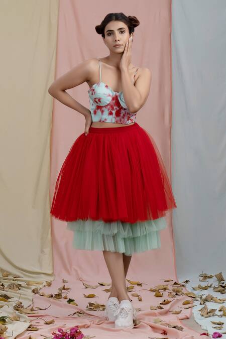 Nayantaara Blue Bamberg Satin, Swiss Net Sweetheart Neck Corset Top And Layered Skirt Online at Aza Fashions Nayantaara_Blue Bamberg Satin, Swiss Net Sweetheart Neck Corset Top And Layered Skirt _Online_at_Aza_Fashions