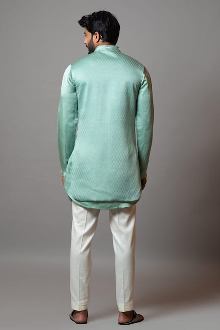 Shop PAARSH Blue Linen Satin Thread , Dabka Cordelia Embroidered Nehru Jacket at Aza Fashions Shop_PAARSH_Blue Linen Satin Thread , Dabka Cordelia Embroidered Nehru Jacket _at_Aza_Fashions