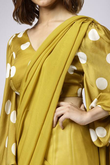 Shop_Nayantaara_Yellow Paper Silk Saree With Blouse_Online_at_Aza_Fashions