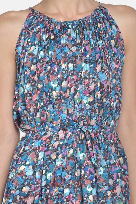 Buy NA-KA Multi Color Crepe Satin Geometric Round Printed Dress Online at Aza Fashions Buy_NA-KA_Multi Color Crepe Satin Geometric Round Printed Dress _Online_at_Aza_Fashions