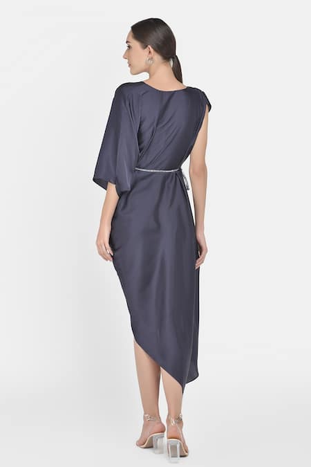 NA-KA Satin Draped Dress 