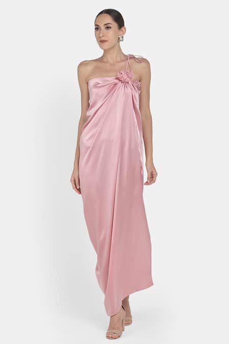 NA-KA Satin One Shoulder Dress 