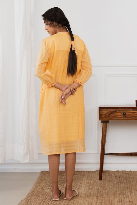 Dhaari Floral Embroidered Yoke Dress 