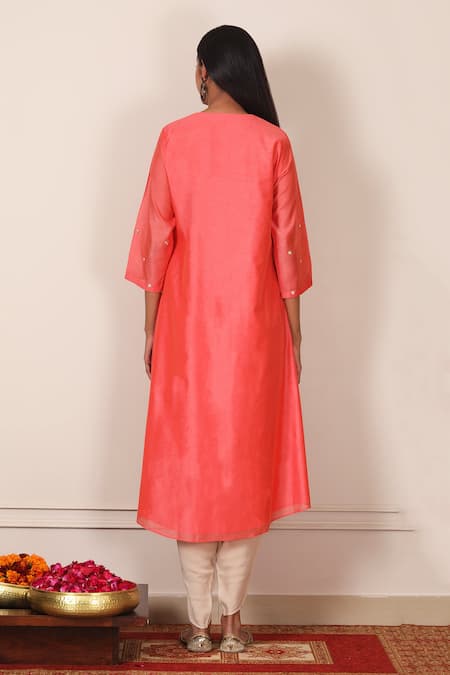 Pouli Pret Chanderi Embroidered Kurta & Dhoti Pant Set 