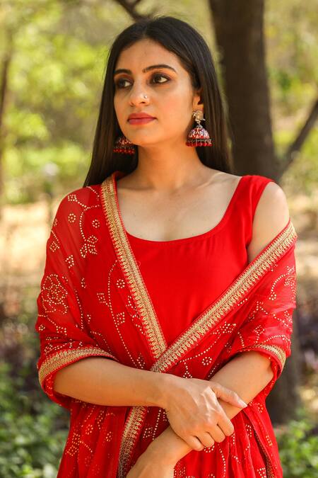 Gulabo Jaipur Red Cotton Rayon Anarkali Set at Aza Fashions Gulabo Jaipur_Red Cotton Rayon Anarkali Set_at_Aza_Fashions