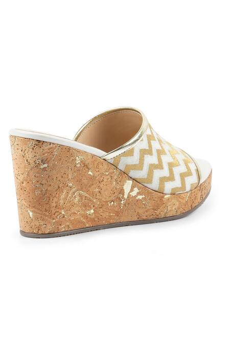Buy Vanilla Moon White Woven Naya Zig Zag Wedges Online at Aza Fashions Buy_Vanilla Moon_White Woven Naya Zig Zag Wedges_Online_at_Aza_Fashions