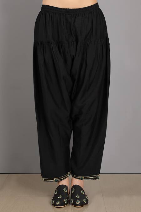Asaga_Black Kurta Chanderi Silk Round Set _at_Aza_Fashions