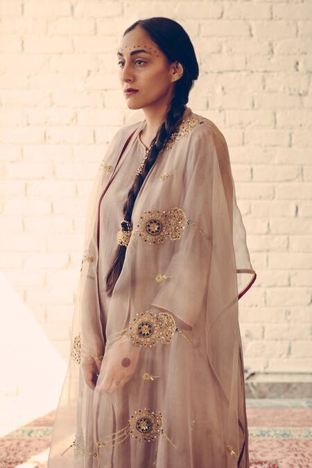 Buy Sarang Kaur Grey Organza Embroidered Crystal Border Stole Online at Aza Fashions Buy_Sarang Kaur_Grey Organza Embroidered Crystal Border Stole _Online_at_Aza_Fashions