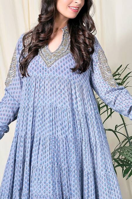 Nazar By Indu Grey Cotton Embroidered Anarkali Online at Aza Fashions Nazar By Indu_Grey Cotton Embroidered Anarkali _Online_at_Aza_Fashions