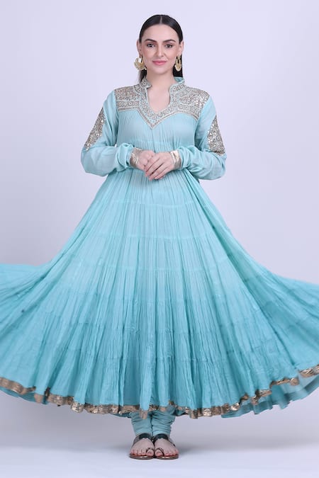 Laara Anarkali Dress Set - Prussian Blue – Issa Studio