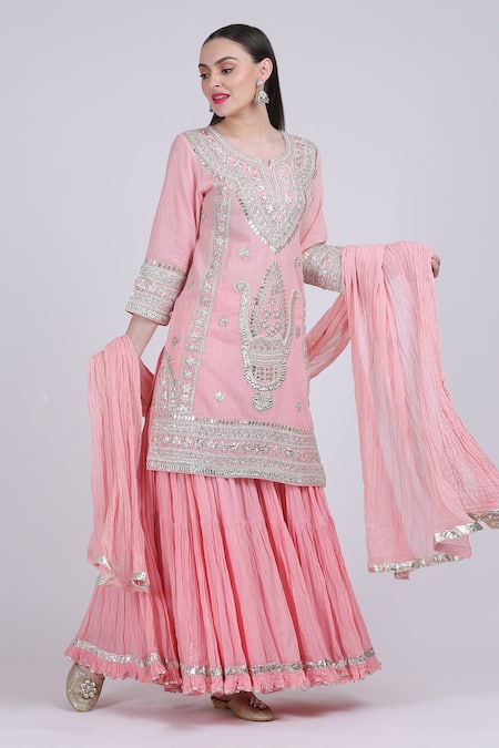 Nazar By Indu Pink Cotton Embroidered Kurta Set