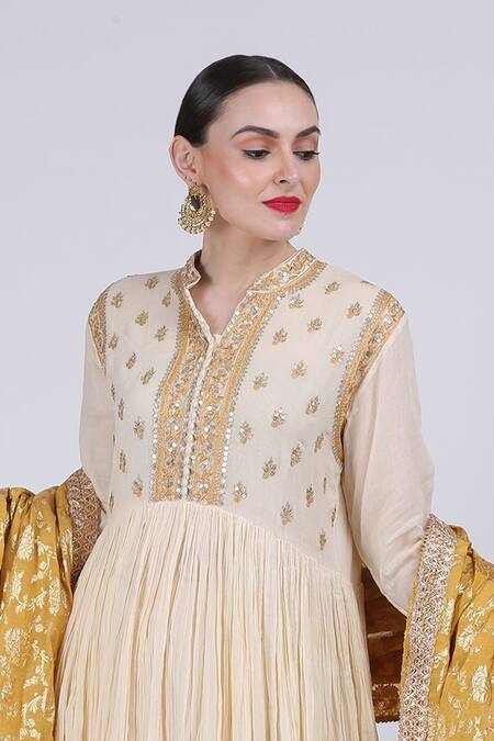 Buy Nazar By Indu White Monga Silk Embroidered Anarkali With Dupatta Online at Aza Fashions Buy_Nazar By Indu_White Monga Silk Embroidered Anarkali With Dupatta_Online_at_Aza_Fashions