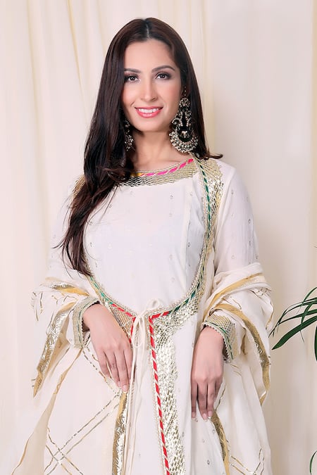 Shop Nazar By Indu White Cotton Voil Printed Jacket And Anarkali Set at Aza Fashions Shop_Nazar By Indu_White Cotton Voil Printed Jacket And Anarkali Set _at_Aza_Fashions