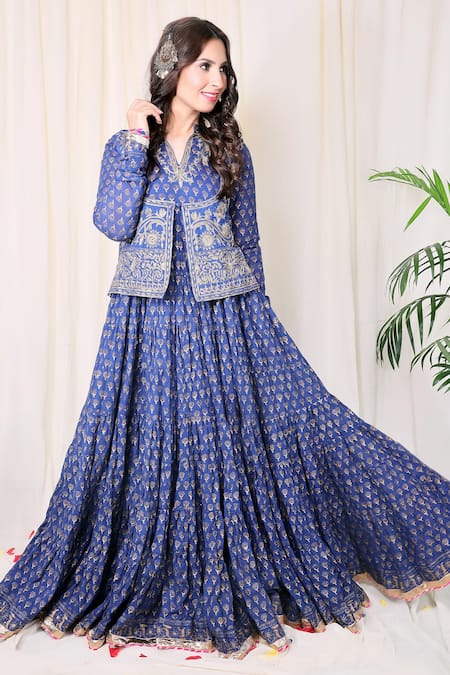 Nazar By Indu Printed Anarkali with Jacket  