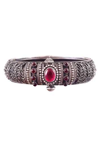 Buy_Noor_Silver Plated Stones Oxidized Studded Kada - Single Pc_Online_at_Aza_Fashions