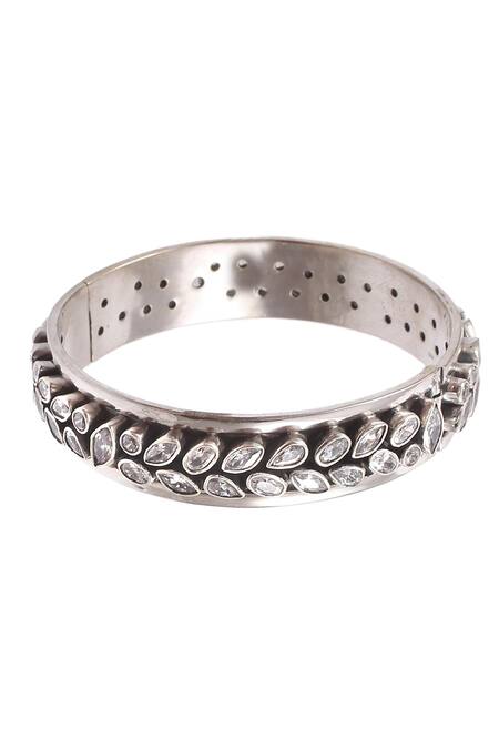 Buy_Noor_Silver Plated Stones Studded Kada - Single Pc_Online_at_Aza_Fashions