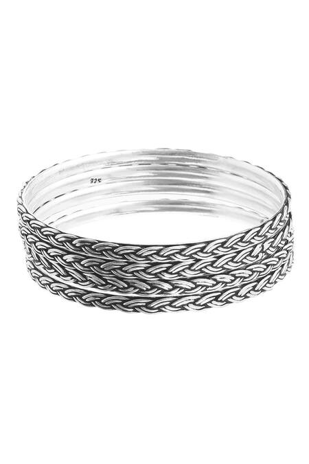 Buy_Noor_Silver Plated Oxidized Bangles - Set Of 4_Online_at_Aza_Fashions