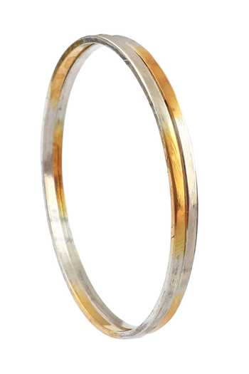 Noor_Gold Plated Silver Two-tone Bangle Set_Online_at_Aza_Fashions