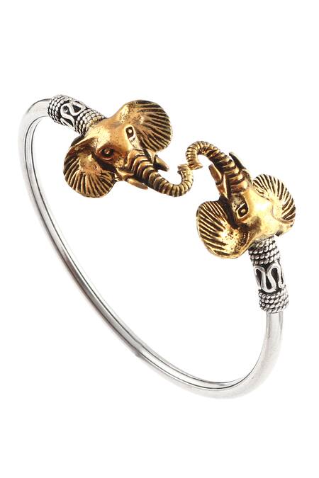 Noor_Gold Plated Elephant Design Bangle_Online_at_Aza_Fashions