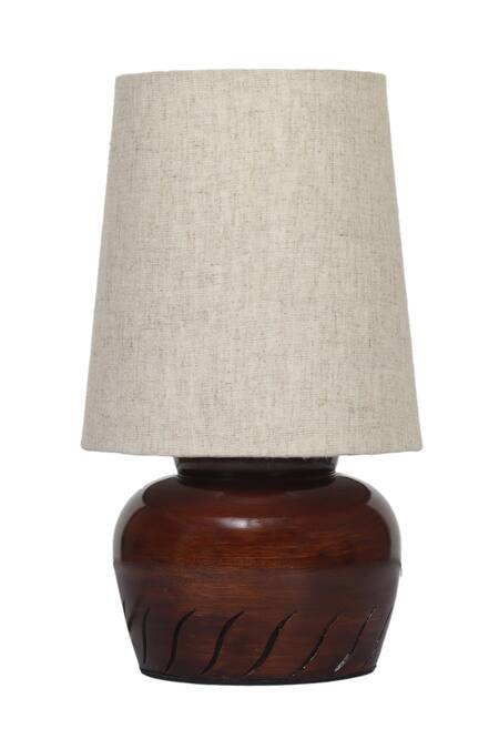 Shop_Nakshikathaa - Homeware_Beige Clay Nirvana Bed Side Lamp _at_Aza_Fashions
