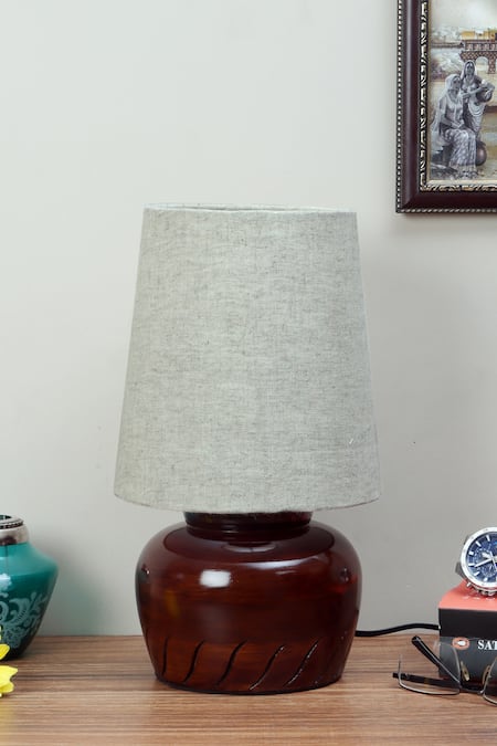 Nakshikathaa - Homeware_Beige Clay Nirvana Bed Side Lamp _Online_at_Aza_Fashions