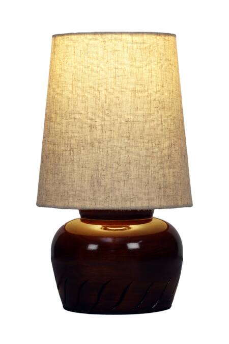 Buy_Nakshikathaa - Homeware_Beige Clay Nirvana Bed Side Lamp _Online_at_Aza_Fashions