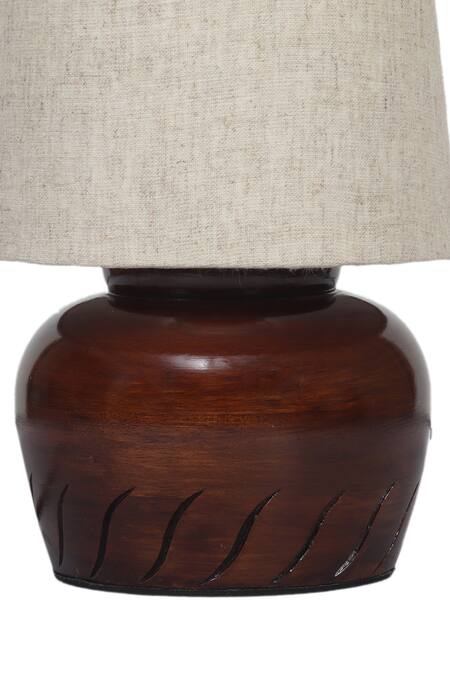 Shop_Nakshikathaa - Homeware_Beige Clay Nirvana Bed Side Lamp _Online_at_Aza_Fashions