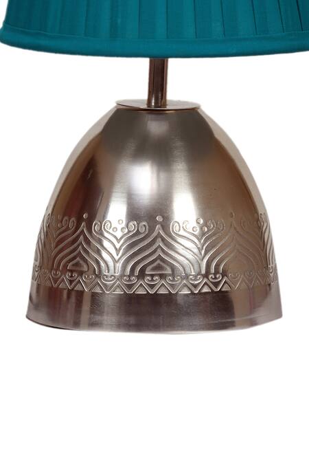 Shop_Nakshikathaa - Homeware_Silver Aluminium Utsav Handrafted Table Lamp _Online_at_Aza_Fashions