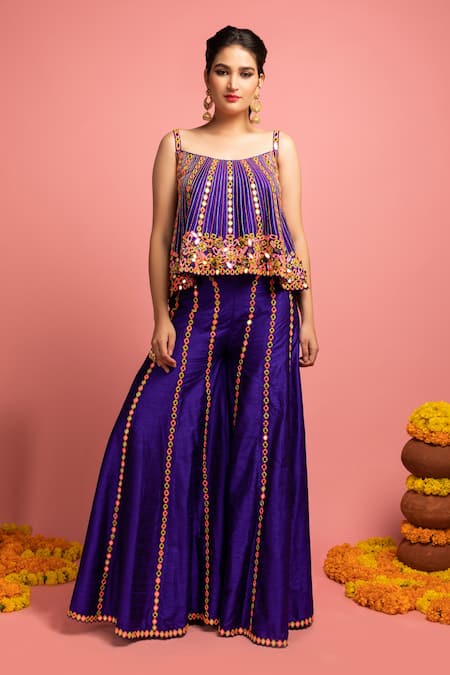 Nitara Dhanraj Label Embroidered Tent Top & Sharara Set 