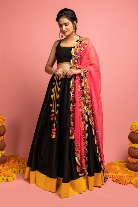 Buy Black Georgette Lehenga Choli With Sequence and Thread Work With  Georgette Dupatta for Women , Designer Lehenga , Party Wear Lehenga Online  in India - Etsy