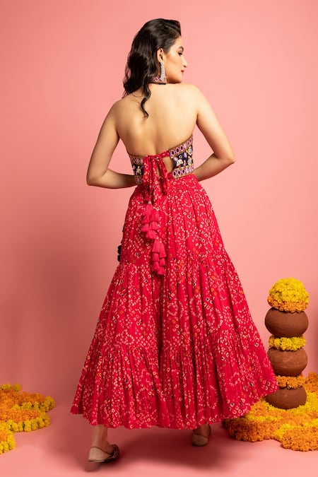 Shop Nitara Dhanraj Label Blue Raw Silk Mirror , Thread Printed Lehenga And Embroidered Choli Set at Aza Fashions Shop_Nitara Dhanraj Label_Blue Raw Silk Mirror , Thread Printed Lehenga And Embroidered Choli Set _at_Aza_Fashions