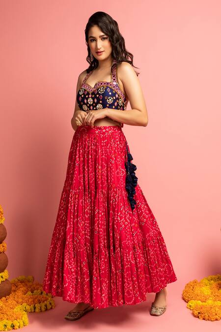 Buy Nitara Dhanraj Label Blue Raw Silk Mirror , Thread Printed Lehenga And Embroidered Choli Set Online at Aza Fashions Buy_Nitara Dhanraj Label_Blue Raw Silk Mirror , Thread Printed Lehenga And Embroidered Choli Set _Online_at_Aza_Fashions