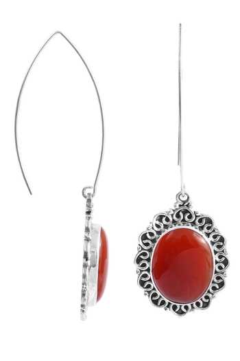 Noor_Silver Plated Rhinestones, Stones Handcrafted Oval Drop Earrings_Online_at_Aza_Fashions